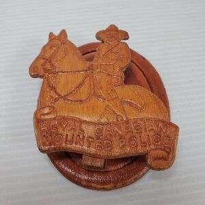 Vintage RCMP Wooden Clip Magnet – Hand Carved Royal Canadian Mounted Police Souv